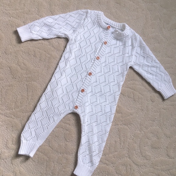 Knitted Baby Onesie With Buttons - Picture 1 of 10
